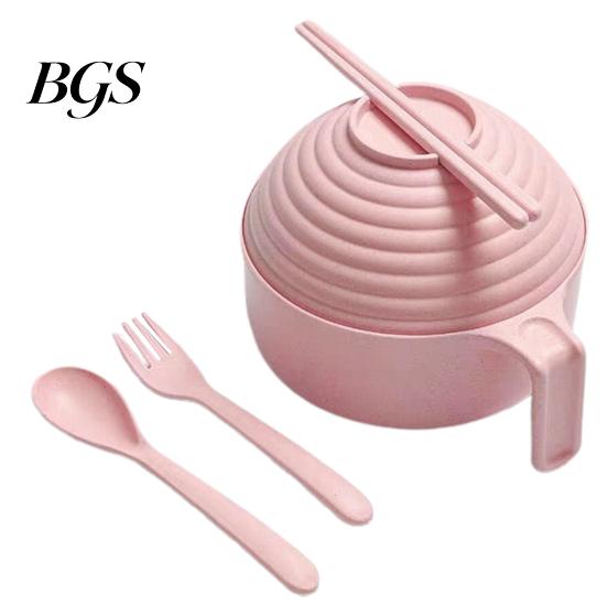 Salad Bowl 1 Set Multi-use Noodle Food Grade Heat-resistant Rice with Lid And Tableware Kitchen Student Dormitory Use Soup