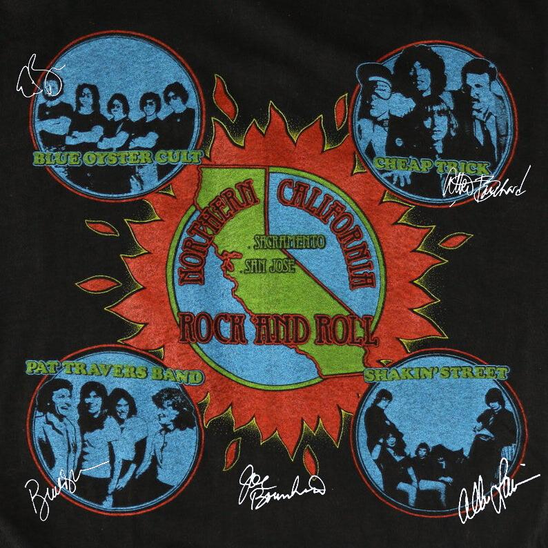 Винтажная синяя футболка Oyster Cult Bill Graham Presents Black Men S-234XL Унисекс XXXXL