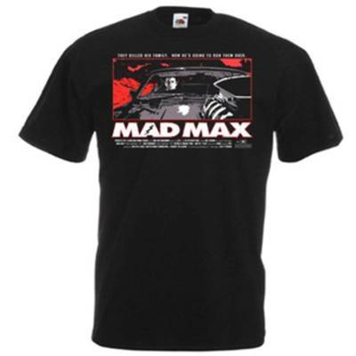 Black T-shirt with MAD MAX Movie Poster All Sizes Vintage Washed Versatile Fashion Stretched Casual Man