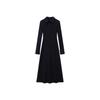 New temperament long-sleeved dress, black is popular today, autumn and winter shirt skirt, medium and long dress.