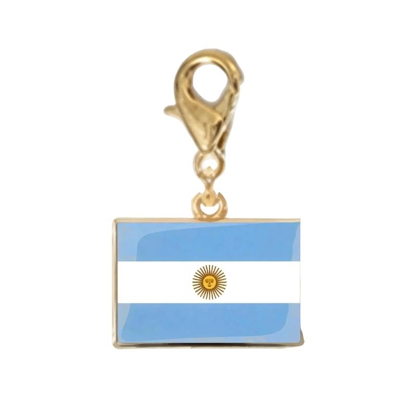 Braccialetto con Charm Bandiera in Acciaio Inossidabile con Moschettone, Gioiello Ciondolo Paese per Regalo di Viaggio Accessorio Stile