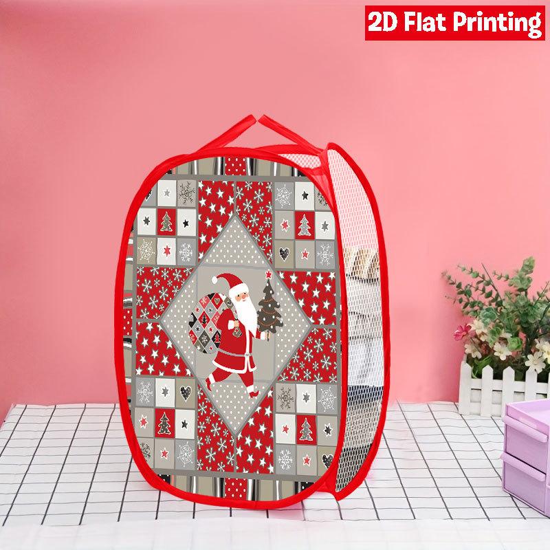 1Pcs Christmas Red Black Plaid Snowman Pop-Up Laundry Hamper Expandable Mesh Hamper Basket for Room Bedroom Bathroom Organization Contemporary Storage
