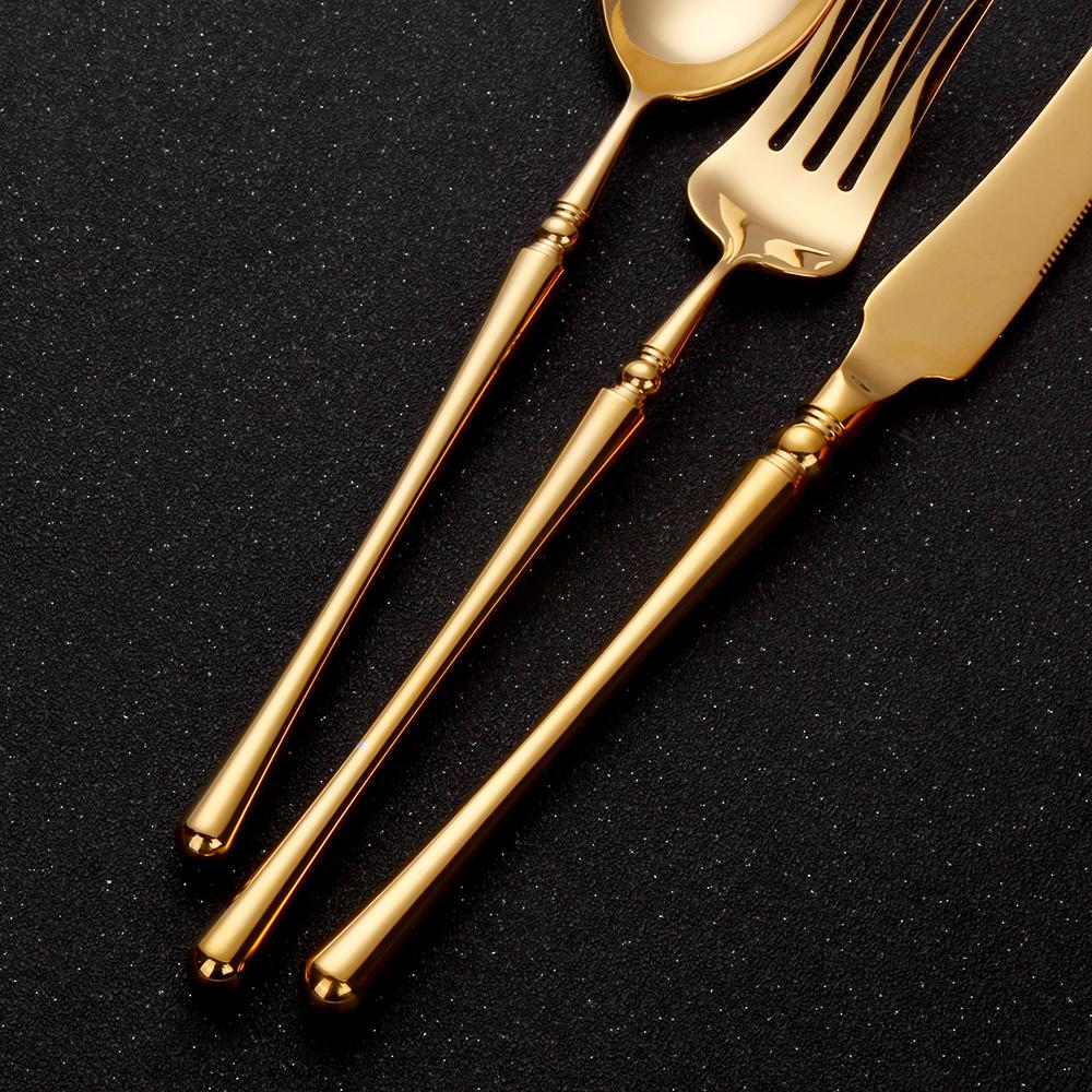 6/16/24/30Pcs Gold Tableware Stainless Steel 304 Cutlery Set Mirror Dinnerware Wedding Gift Hotel Home Dinner Party Flatware