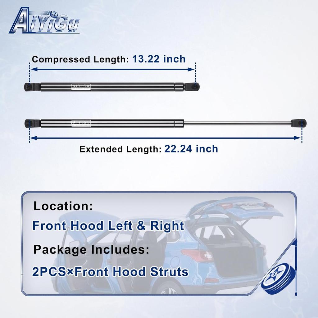 5511 6485 Front Hood Bonnet Struts Shocks Lift Supports Gas Spring Compatible With 2011- Jeep Grand Cherokee & 2011-2024 Dodge Durango, 2 PCS