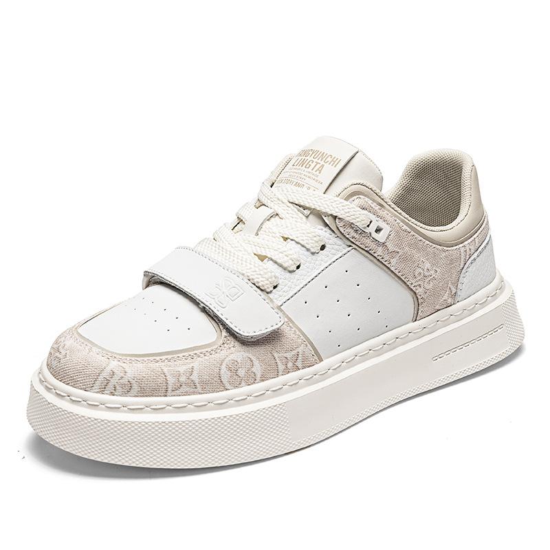 College Style Leather Surface Breathable Board Shoes Fashionable High Quality Cold Sticky Low Top Platform Men'S Shoes