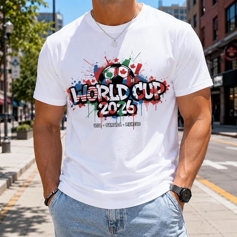 Футболка Чемпионата мира 2026, Футболка США Канада Мексика, Графическая футболка для футбольного фаната, Спортивный подарок FIFA 2026 L
