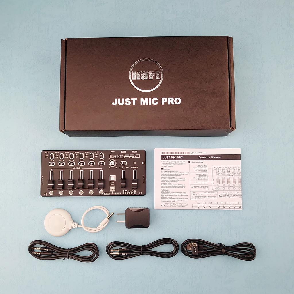Maker Hart Just Mic Pro Multitrack Workstation 6 Mic INs with Microphone Power Supply 1 Stereo IN 4 Audio OUTs USB Audio IN OUT USB Mute / / /