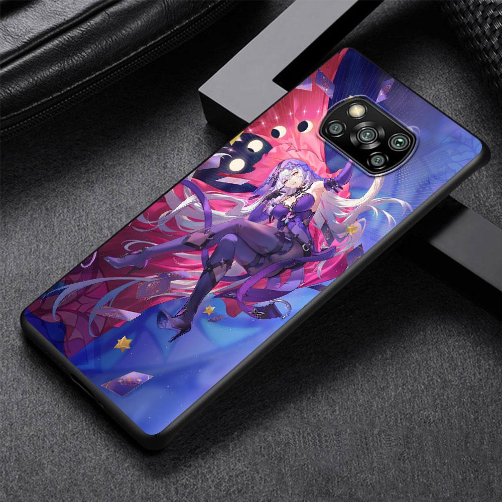Black Swan Star Rail Sparkle Case for Xiaomi Poco M5s X3 NFC X5 F3 M4 M3 Pro Black Silicone Soft Phone Cover Coque
