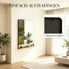 Rectangular Wall Mirror 80 x 60 cm, Modern Mirror with Metal Frame and Wood Elements for Living Room, Bathroom & Hallway (only with wall mirror)