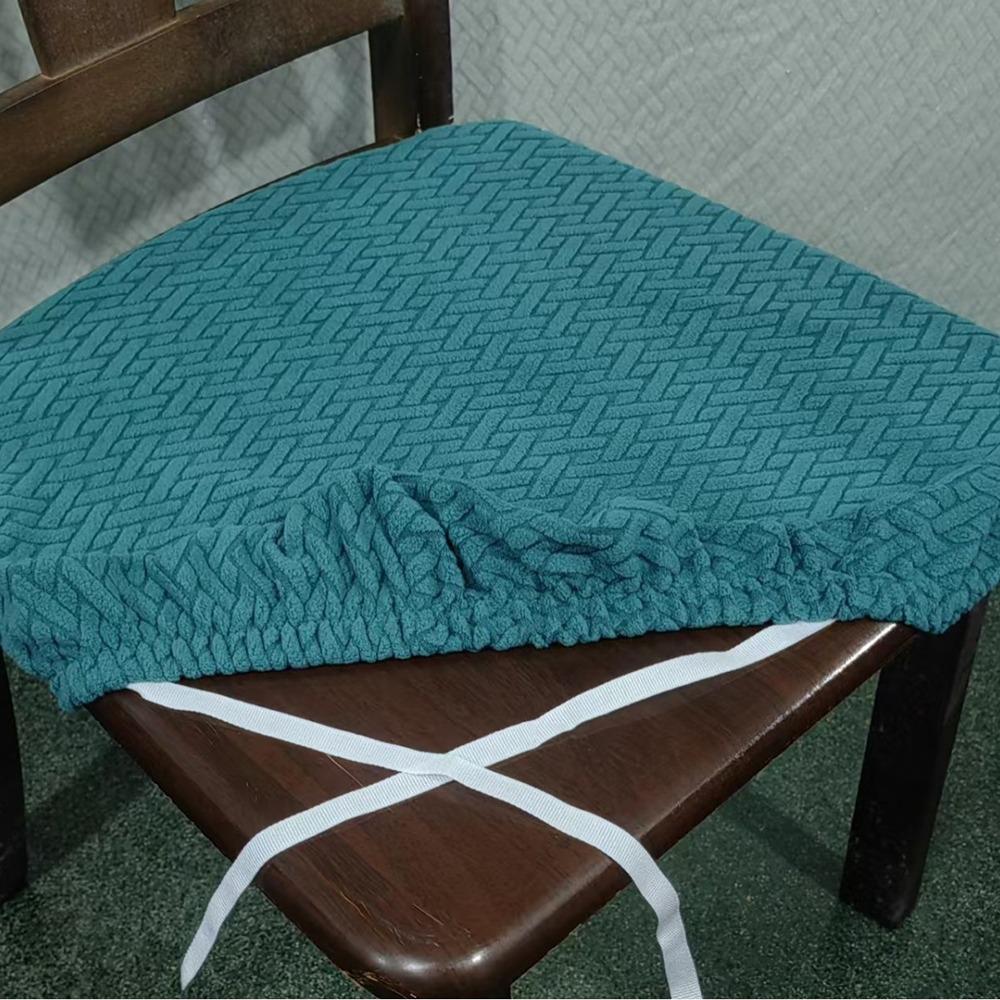 1Pcs Stretch Jacquard Chair Seat Cover Removable Elastic Dining Chair Cushion Slipcover Upholstered Washable