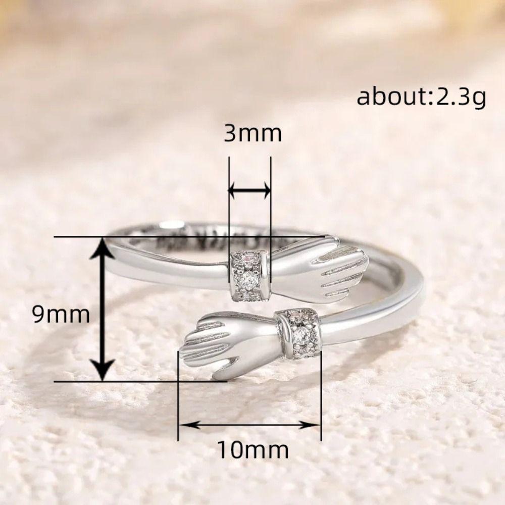 Immer Bei Dir Handförmige Fingerringe Romantische Gravierte Buchstaben Offener Ring Ausgefallenes Design Verstellbarer Freundschaftsschmuck Liebe