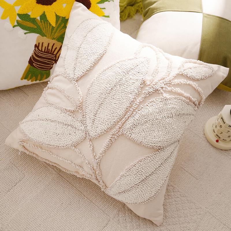 Covers Soft Plush Pumpkin Bohemian Green Knitted Pillow Covers with Tassels Floral Embroidery Cushion Pillow Home Decor Pillows