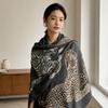 Fringed Edge Silk Scarf Leopard Print Fringed Shawl New Leopard Print Scarf  Head Styling