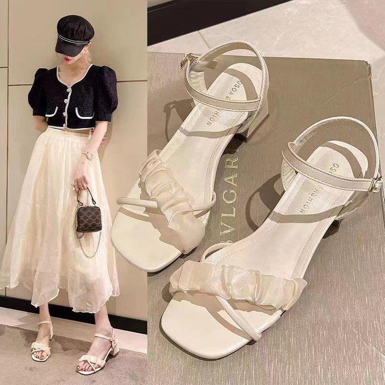 2025 Summer Women's Trendy Chunky Heel Fairy Sandals – High-End French Roman Style
