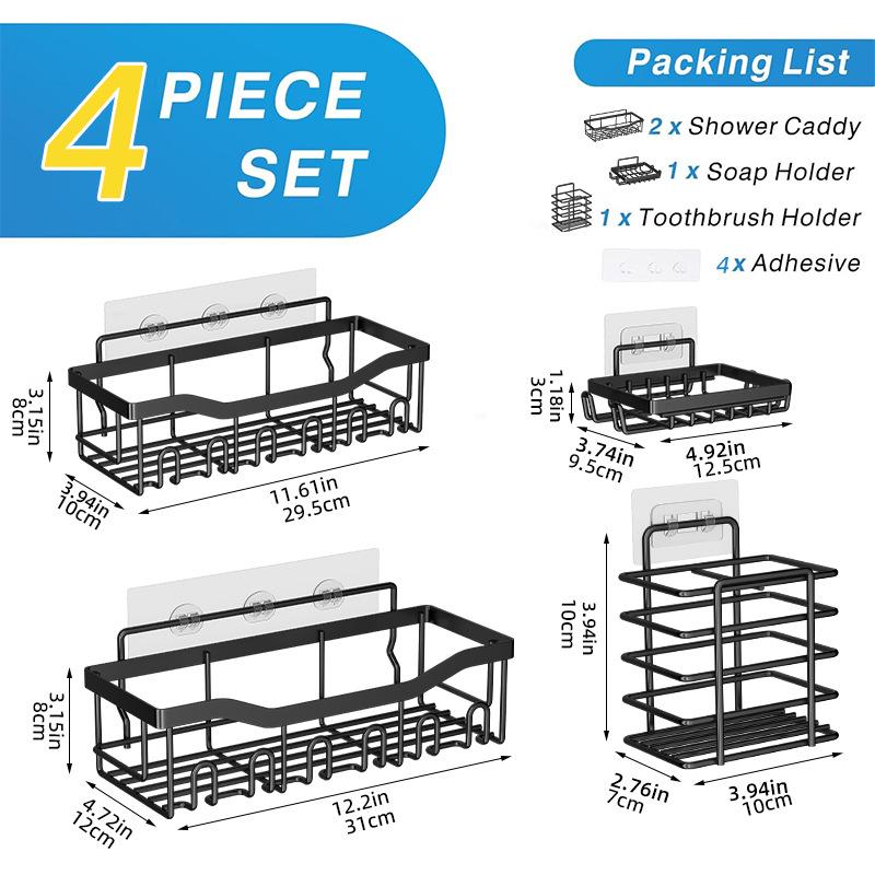 Punch-Free Wall-Mounted Bathroom Storage Rack and Organizer Shelf
