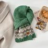Green Christmas~ Korean Version Ins Retro Fair Island Jacquard Scarf Women's Winter New Warm and Thickened Knitted Scarf