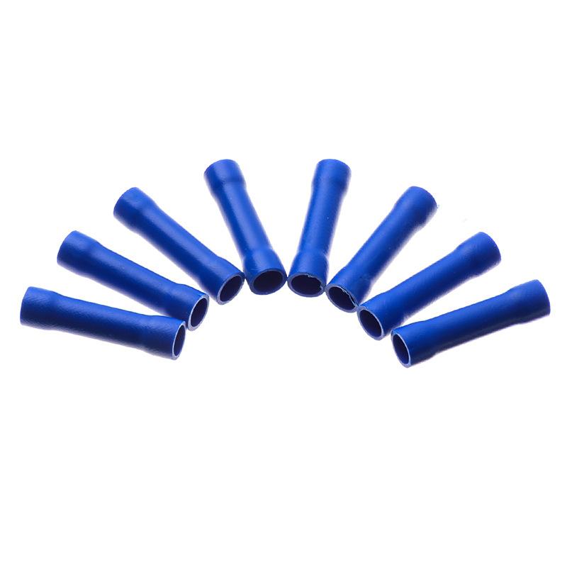 50Pcs/Bag Blue BV2 Tubular Connectors, Insulated 2-in-1 Quick Wire Splice Terminals