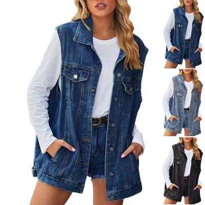 Lässige, lockere Vintage-Jeansweste für Damen