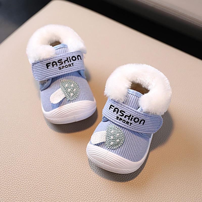 Baby Boots 0-2 Years Fleece-Lined Warm Infant Shoes with Soft Soles for Boys & Girls Cute Casual Shoes for Kids