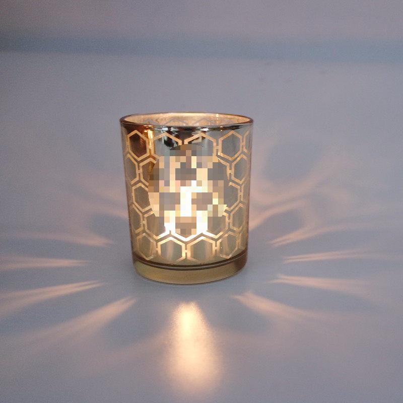 Geometrisk Ljuslykta i Guldglas för Middag med Levande Ljus eller Barinredning