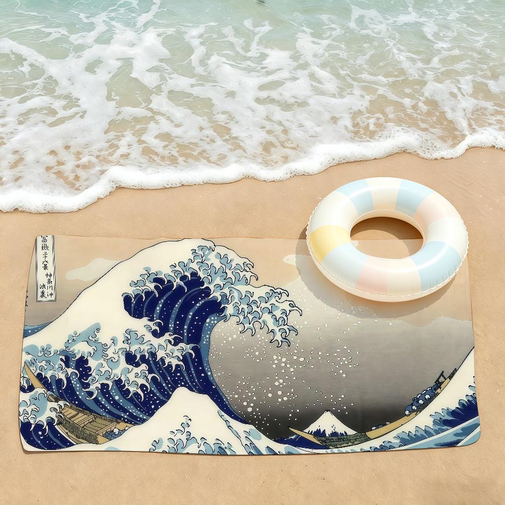 Print The Great Wave Off Kanagawa Towel Drying Bath Towel Applicable To Light Swimming Camping Yoga Beach Out