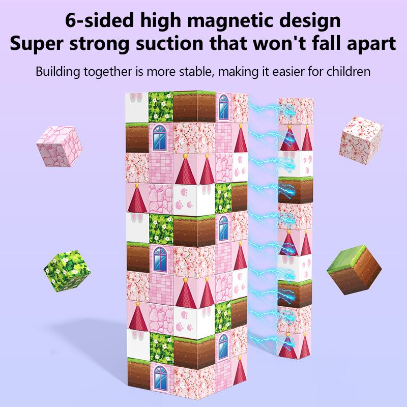 Pink Castle Magnetic Building Block Set, Suitable For Boys And Girls Over 3 Years Old Diy To Improve Hand Skills And Creativity