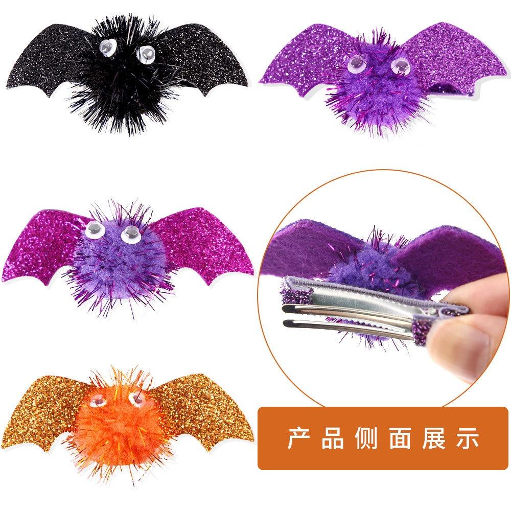 Metallic Woven Halloween Duckbill Clips Barrettes Cosplay Hair Clip Bat Wings Hairpin  School