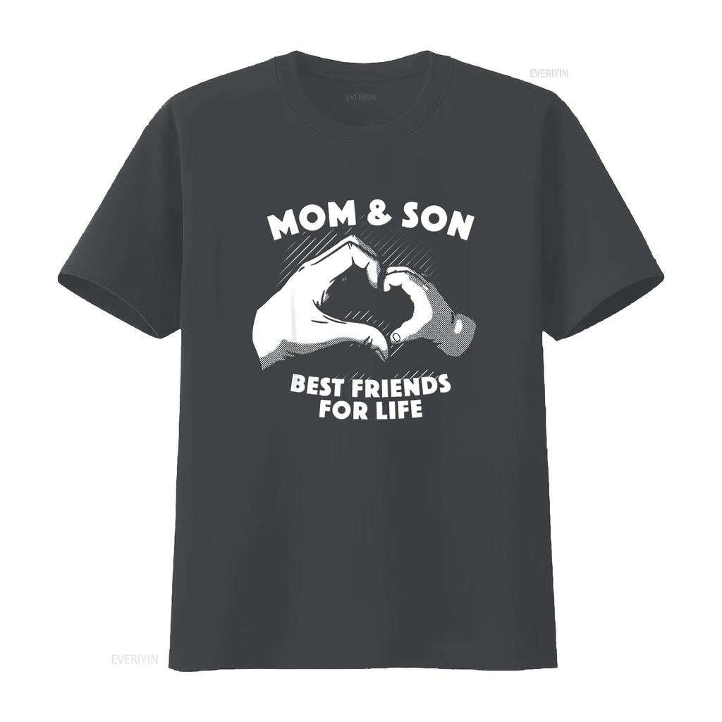 Mom and Son Best Friends for Life Cute Mother T shirt Unisex Black vintage Washed Casual fashion Top For Everyday Wear