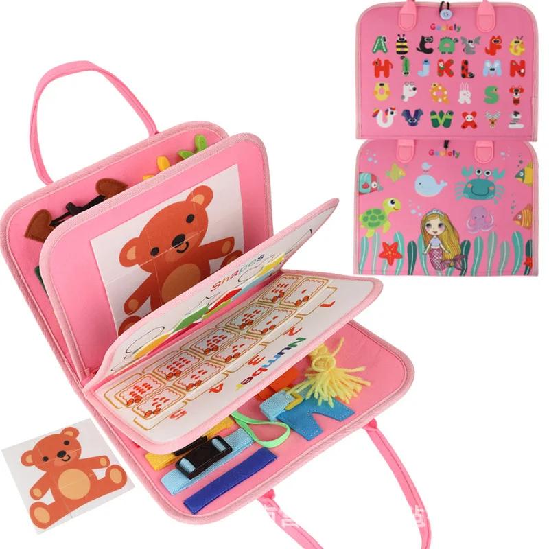 Kids Montessori Suitcase Toys Educational Learning Buckle Training Essential Baby Busy Board Sensory Intelligence Developing