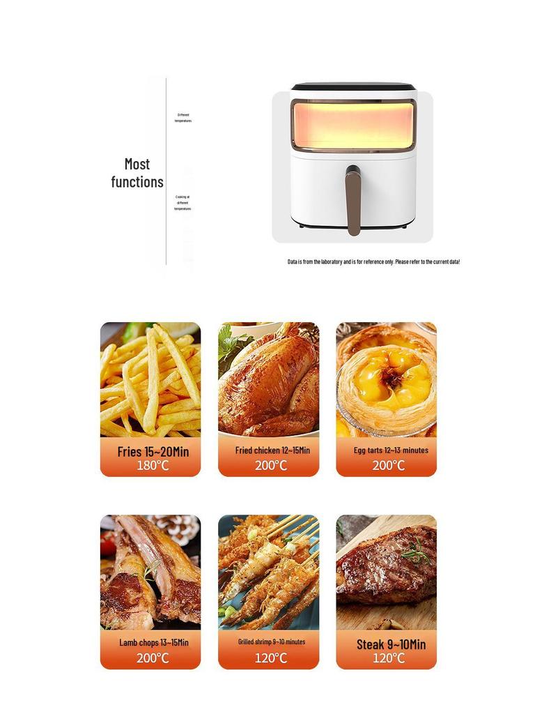 Smart Large-Capacity Air Fryer with Visual Window and 360° Surround Heating