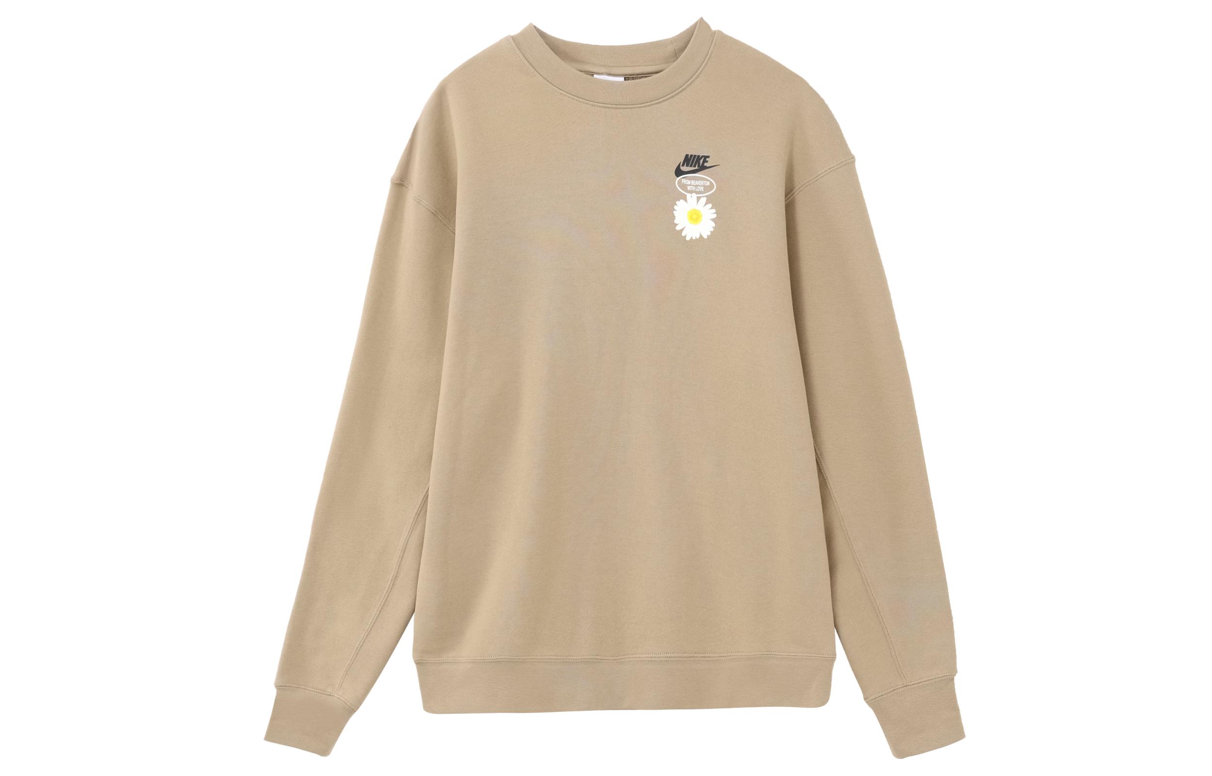 Nike Sweatshirts Men s Khaki Crew Neck Moderate Regular HJ0836-247 S