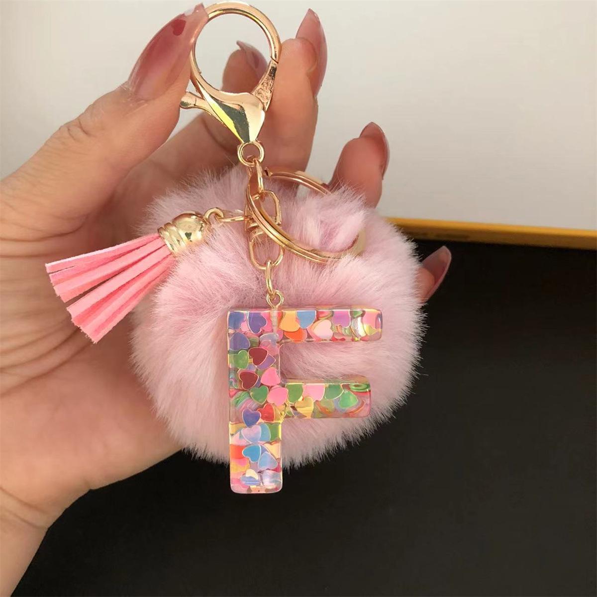Colorful Resin Tassel Heart Letter Keychain
