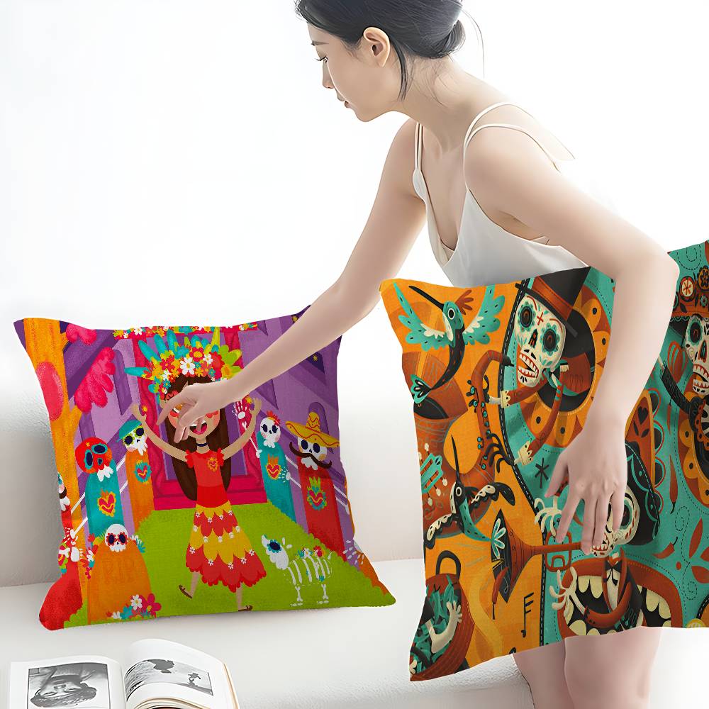 Cartoon Mexico Day Of The Dead Pillowcase Toon Gift Cushion Cover Bedroom Home Sofa Chair Seat Decor Pillow Case