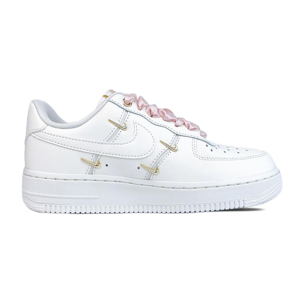 Nike Air Force 1 Abrasion Resistant Abrasion Resistant Low Top Skateboard Shoes Women's White Pink Gold FV3654-111(Team74-)