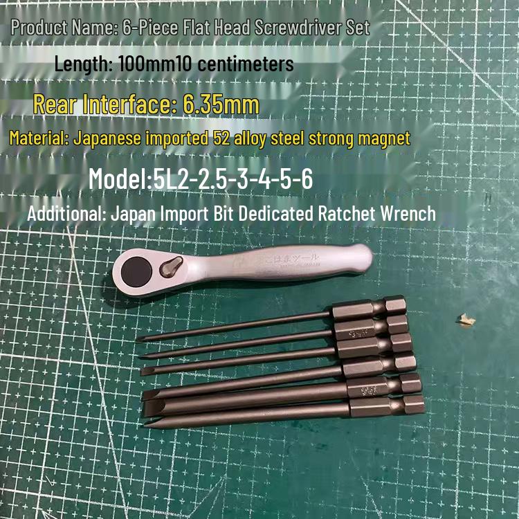Japan S2 Steel Magnetic Slotted Flat Head Electric Screwdriver Bit