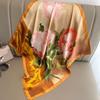 New retro cashew 71CM small square scarf simulation silk scarf spring and summer printing commuting fashion versatile professional scarf