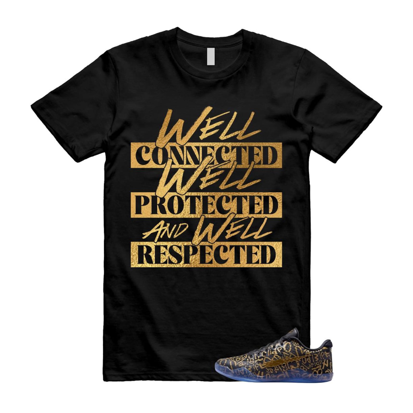 11 Protro Black Gold T Shirt Match WELL 2XL