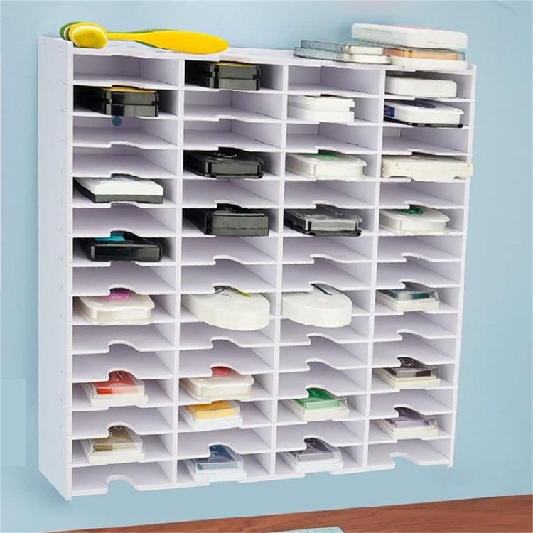 Sturdy Plastic 18/36/51/60 Slot Stamp Pad Rack Craft Stationery Holder with Mounting Hardware Easy Access Daily Use