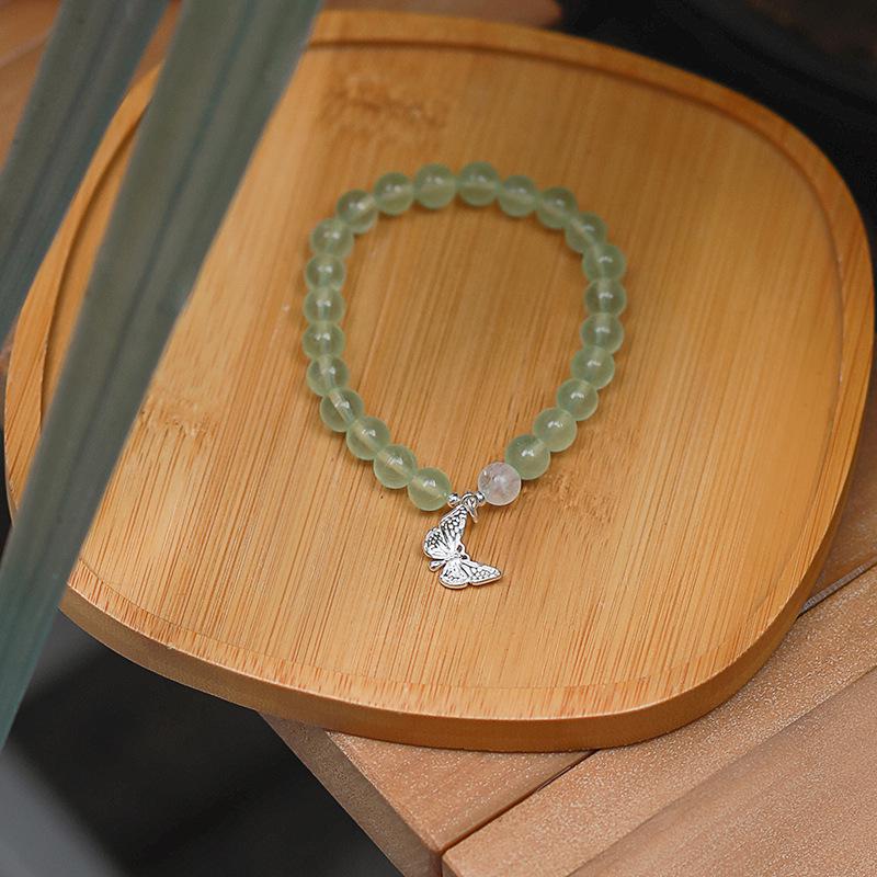 

Элегантный браслет-бабочка из пренита: Серебро S925, Натуральные Кристальные Бусины, Ювелирные Изделия в Сказочном Стиле для Женщин 16cm-17cm Wrist