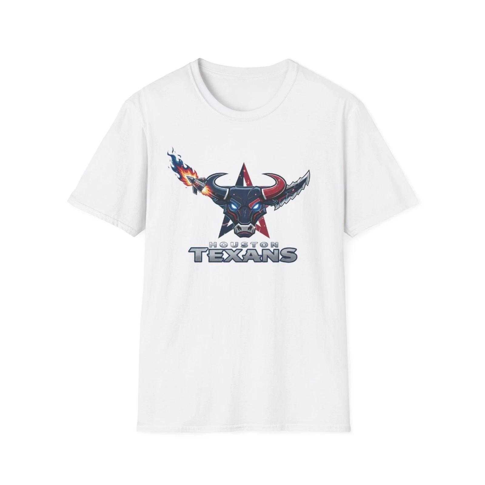 Texans Flaming Bull Unisex Softstyle T-Shirt 4XL
