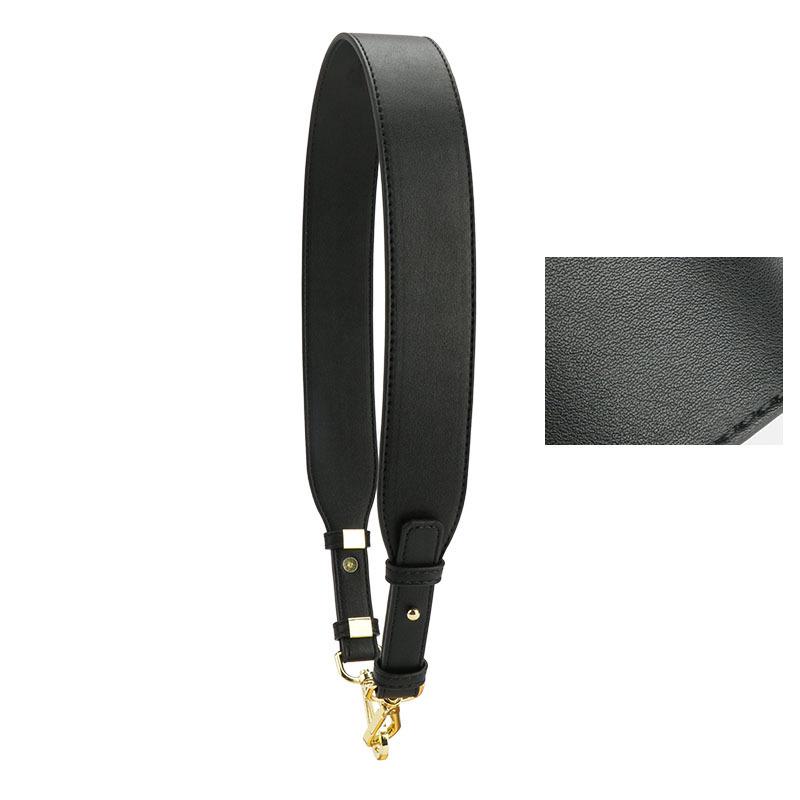 Versatile Black Cowhide Bag Strap: Wide, Solid Color Shoulder Strap Accessory