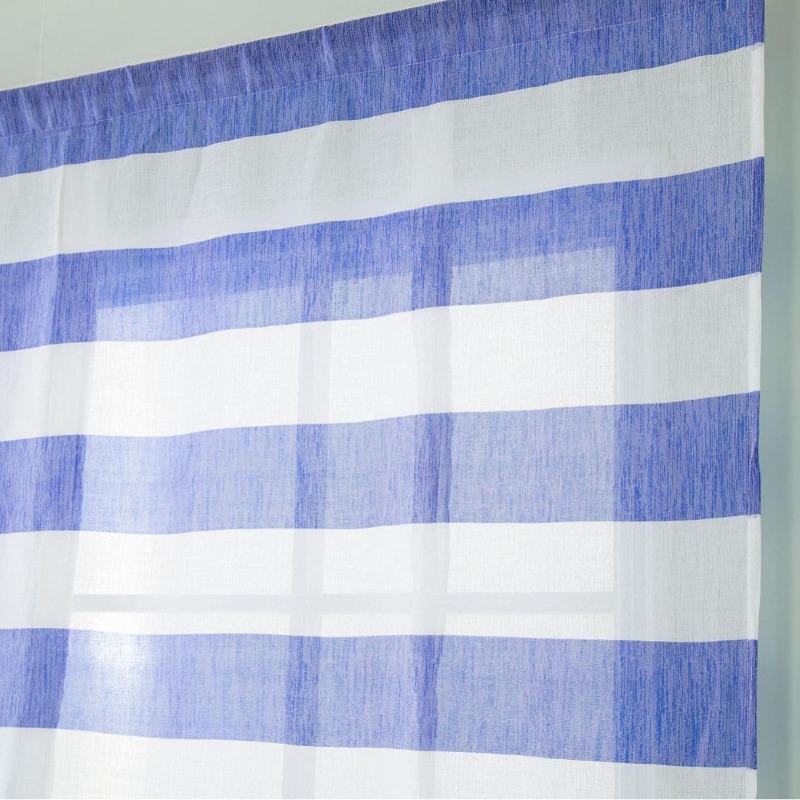 Roman curtain gauze curtain blue strip gray strip gauze curtain