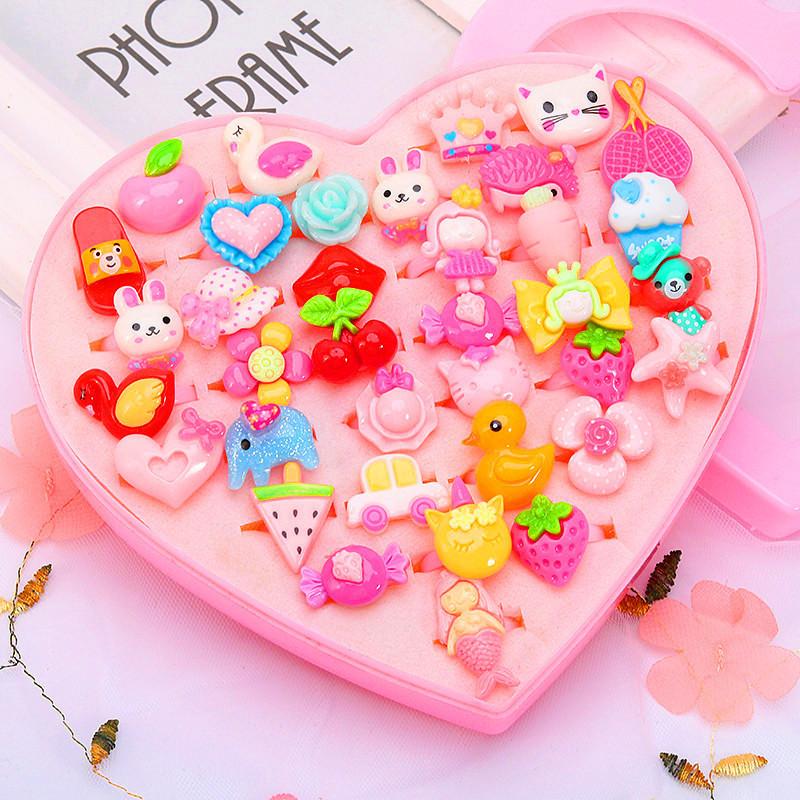 36 Pieces Children's Ring - Diamond-Style Crystal Toy Cartoon Rings With box