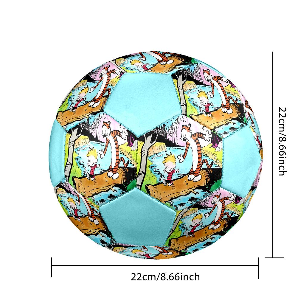 Calvin and Hobbes Indoor Soccer Ball Colorful All Ages Size 5 Machine Stitched PVC Competition Ready Durable High-Bounce