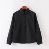 Japanese Style Fashion Pointed Turn Down Collar Blouse Autumn Long Sleeve Shirt With Pocket Women Tops Solid Color Clothes 29876