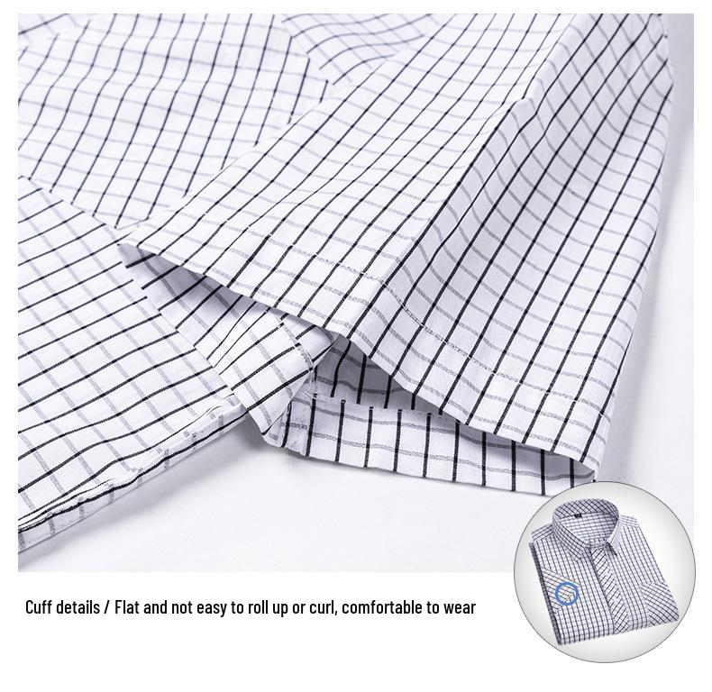 Men's Summer Plaid Cotton Short Sleeve Shirt - Breathable & Sweat-Absorbing