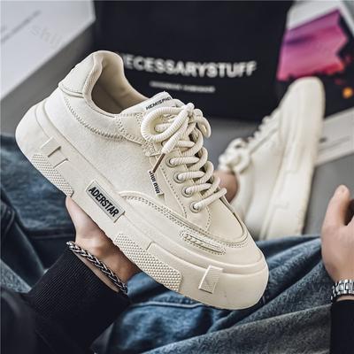 Zapatos Casuales de Lona para Hombre Moda Tendencia 2025 Nuevos Verano Transpirables Versátiles Zapatos de Suela Gruesa Cómodos de Caña Baja Zapatillas Chunky