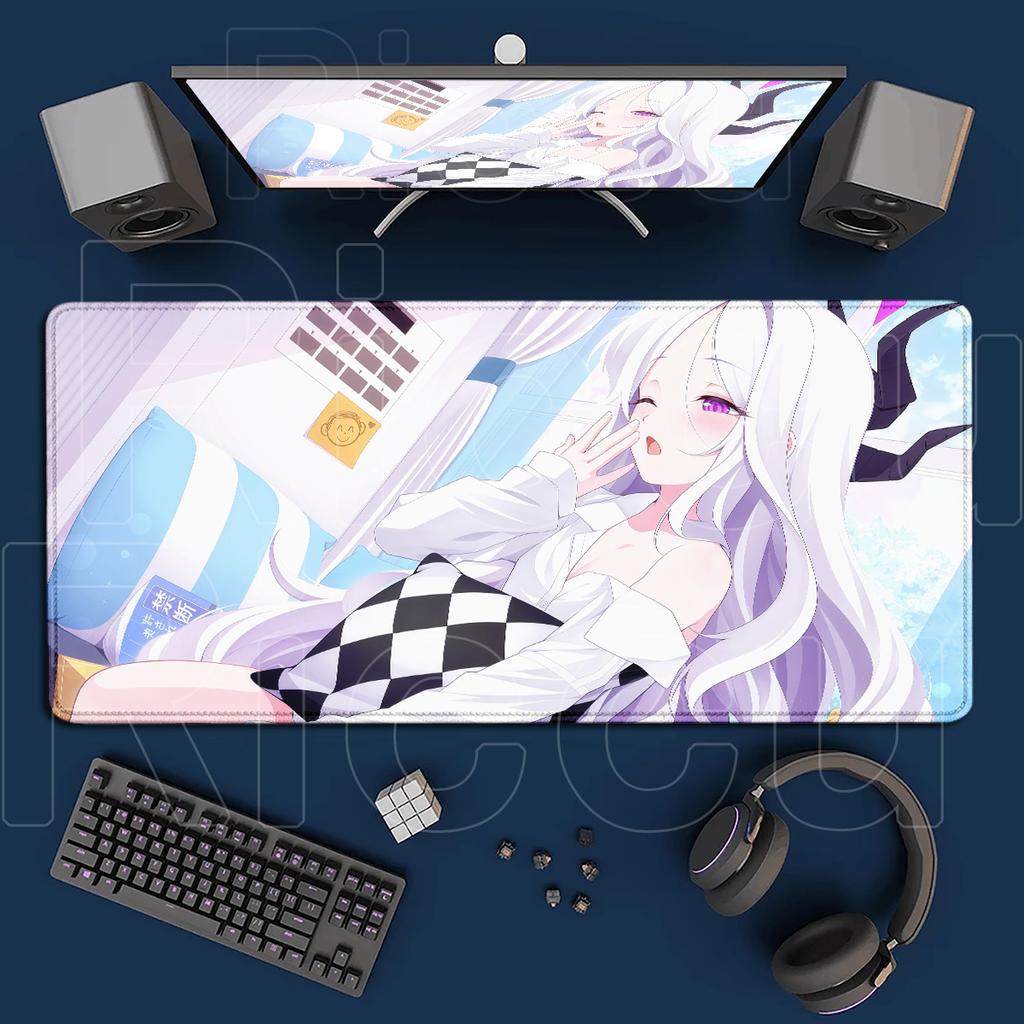 Game Blue Archive Kawaii Sorasaki Hina Mousepad Non-slip Computer Keyboard Mat Large PC Rubber Accessories Office Cabinet Carpet