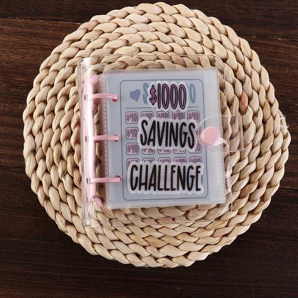 PVC $1000 Money Savings Challenge Binder Button Closure Cash Envelope Wallet Planners  Kids
