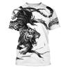 2026 Summer Men T-Shirt Premium 3d Tiger Skin Printed Harajuku Casual Short Sleeve Tops